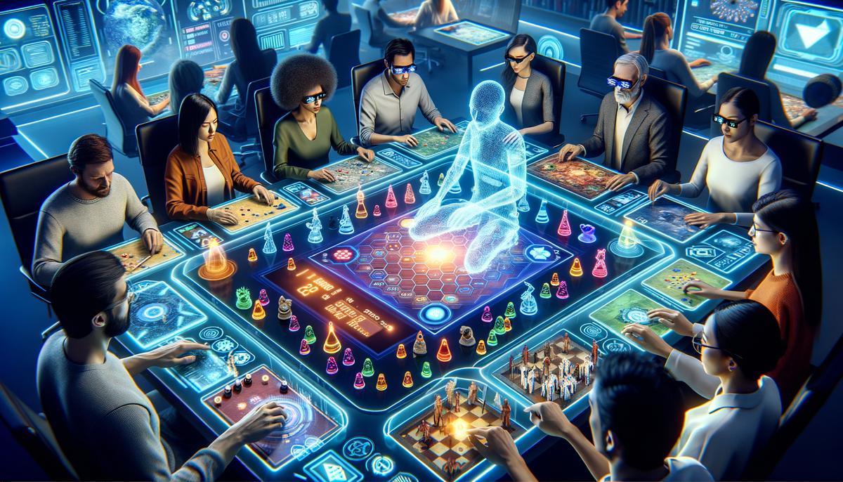 Image of various board games enhanced by technology being played on a table
