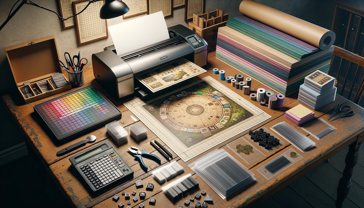 Image of printing materials and tools for PnP game preparation
